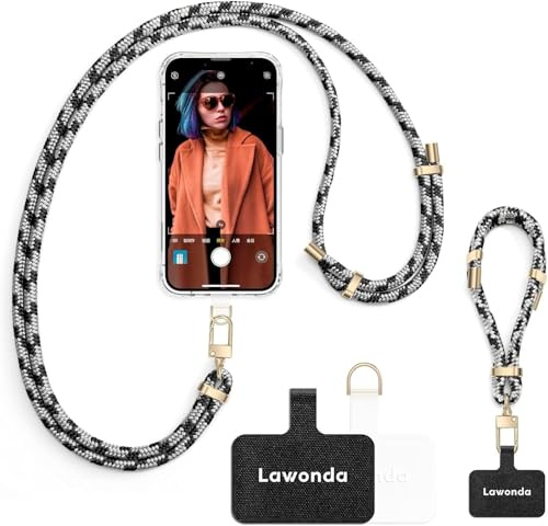 Lawonda Handyband Universal für iPhone 17 Pro Max, Handy Lanyard mit 2 Stück Universelles Patch, Handyband mit Hülle kombinierbar, Einstellbar und Abnehmbar Smartphonekette für Unterwegs, Plaid