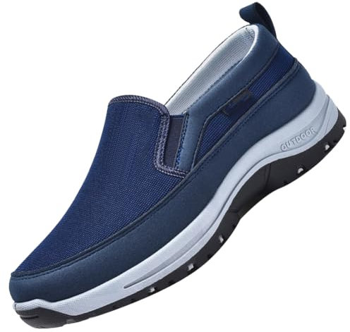 Aocase Chaussure Orthopedique Hommes Chaussons Diabétiques pour Personne Âgée Pieds Gonflés Arthrite Oedème Swollen Pantoufle Intérieur Extérieur,Bleu,46/280mm