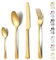 Funnydin 24 Pieces set de couverts de table, ensemble de couverts en acier inoxydable pour 6 personnes, comprenant fourchette, couteaux, cuillere a cafe, look or élégant