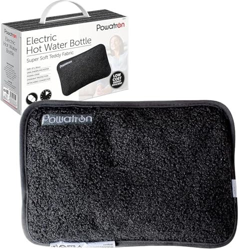Buystarget Rechargeable Hot Water Bottle Super Soft Teddy Fabric Black Cover Electric Bed Hand Warmer Massaging Therapy Heat Pad Cozy Overheat Protection Low Cost Energy Efficient Detachable Connector