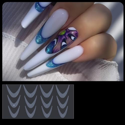 Nail Form French Line Stickers For Nail Extensions Reusable Manicure Tools French Nail Tips Drawing Guide Stickers Nail Form Sticker For Builder Gels Nail Form Stickers For Acrylic Nails Nail