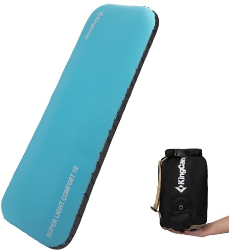 KingCamp 10cm Camping Isomatte mit Memory-Schaum R4.9 4-Jahreszeiten Aufblasbare Matratze, Geräuschlos & 90-Sekunden Aufpumpen Schlafmatte für Wandern, Auto-Camping