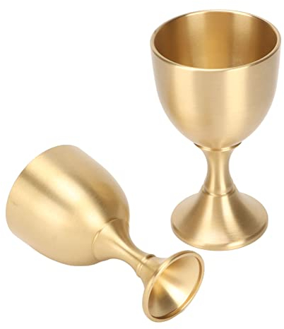 2 coupes de communion en calice vintage, finition dorée, petits verres à vin, décoration de table pour fête, mariage, remise de diplôme, anniversaire de Noël