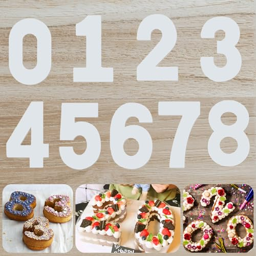 OIOYLEY 10 Zoll Backform Zahlen Groß, 9 Stück 0-8 Zahlen DIY Backen Kuchen Schablonen, Torte Zahlen Vorlage für Kuchen für DIY-Kuchen, Kekse, Hochzeit Geburtstag Party Dekoration (10 Zoll, 25.4CM)