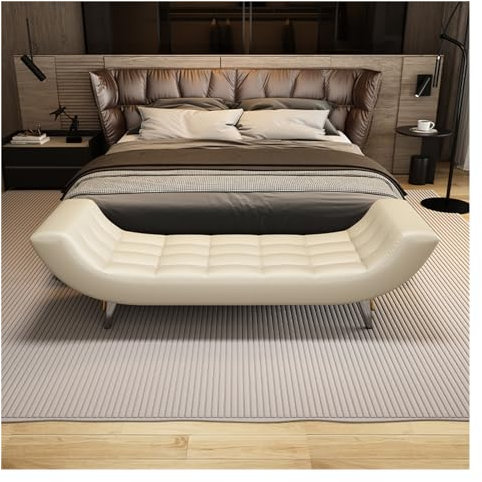 XPYGF565 Aufbewahrungsbank Schlafzimmer-Ottomane-Bank, mit Leder gepolsterte Bettende-Bank, Moderne Eingangs-Schuhbank, Wohnzimmer-Bank, Esszimmer-Bank Ende der Bettbank (Color : White, Size : 1.5m)