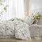 Luofanfei Housse de Couette 240 x 260 Fleurie Vert Blanc Rose Feuilles Imprimé 2 Personnes Adult Parure de Lit Microfibre Parure Housse Couette avec Fermeture Éclair avec 2 Taies d'oreiller 65x65cm