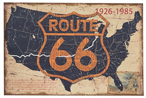 Biscottini - Druck 'Route 66' auf Leinwand - L90xPR2xH60 cm - Jute Antik - Druck - Leinwand - Antike Raue