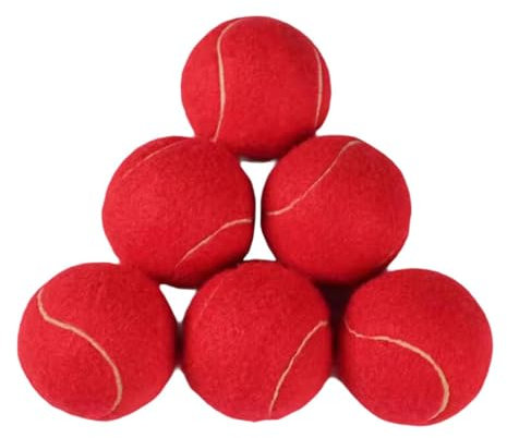 LOVIVER 6 Stück Tennisbälle, verschleißfeste Übungsbälle, Trainingsbälle, elastische Bälle für Indoor-Sportarten und Outdoor-Unterhaltung, ROT