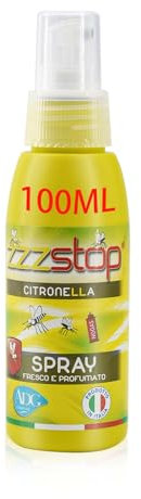 Spray Antizanzare Alla Citronella Protezione 100ml MADE IN ITALY -Repellente Zanzare Naturale per Giardino e Viaggio