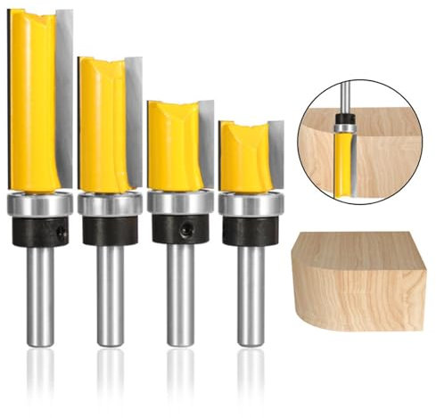 4 fresas de enrasado, rodamientos superiores, fresadoras de 8 mm, fresa superior, herramienta de corte con rodamientos de bolas para madera, bordes y copiadora