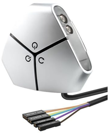 Gvvsjgdbis Computer Desktop Switch PC Power On/Restart Button Dual USB External Extension Power Cable On/Off Button for Office B