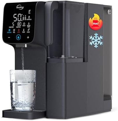 iSpring RCD100HCG Hot & Cold Reverse Osmosis System Countertop, Alkaline RO Water Filter Dispenser, 9 Temperature & 6 Dispensing Volume Options, TDS & Filter Lifespan Monitor, Plug and Play