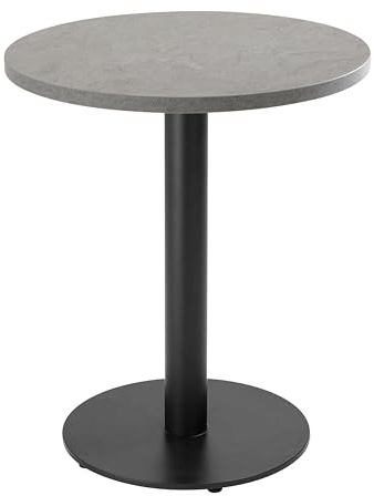 Oviala Esstisch, rund, 60 cm, schwarzer Fuß und grauer Beton-Bezug