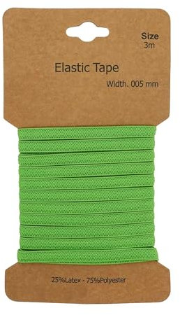 Gummiband 3m x 5mm Gummilitze Gummi elastisches Band Flachgummi Farbwahl, Farbe:apfelgrün