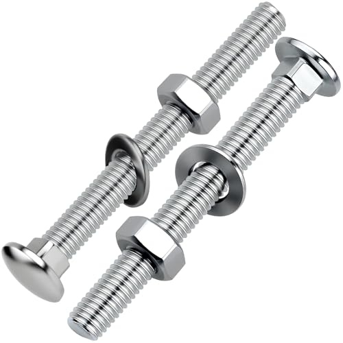 XRXYMQ 25 Pcs M8 Coach Bolts M8 x 60 mm Zinc-Plated Steel | Carriage Bolts with Hex Nuts, Zinc-Plated Fasteners with Flat Washers, Secure Fixing, Wood Furniture and Outdoor Repairs