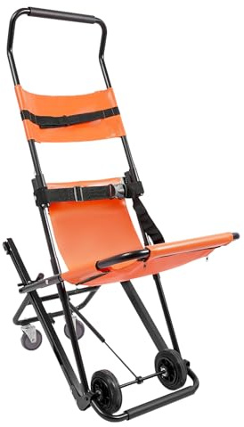 Silla de escalera manual, 350 lbs. Silla de escalera para personas mayores, silla de ruedas plegable de emergencia de aluminio EMS para escaleras portátil con 4 ruedas para personas mayores