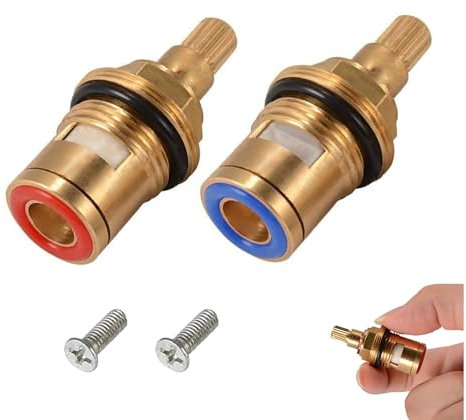 2 PCS Tap Washers, 1/4 Turn Valve Replacement, Tap Cartridge with Solid Brass Ceramic, Glands Seals Repair Kit, for Shower Bathroom Taps with Washers
