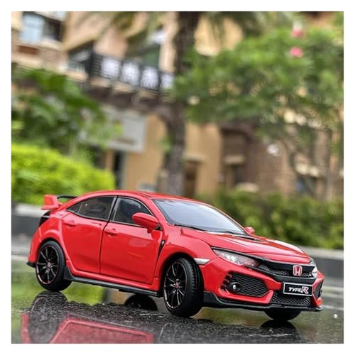 Modellauto Im Maßstab 1 32 Für Honda Civic Type-R Maßstab Auto Druckguss Fahrzeug Sound Und Licht Auto Spielzeug Für Die Sammlung(Rot)