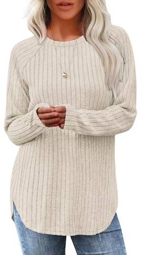 DUOEASE Maglione Donna Invernali Girocollo Pullover Elegante Tinta Unita Top Donna Maniche Lunghe