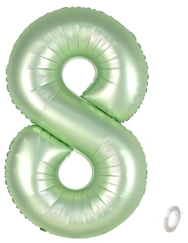 Balorise 40 Zoll Aluminium Luftballon Grün Zahl 8, Helium Unterstützt, Ballon Nummer 0-9, 10-100 (101cm), große Folienballons Dekoration für Geburtstagsfeier, Hochzeit, Jubiläum