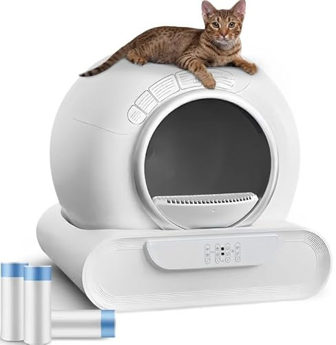 Selbstreinigende Katzentoilette, Katzenklo Selbstreinigend Groß, 65L + 9L Elektrisches Katzenklo XXL, APP-Steuerung, Niedriger Einstieg, Geruchsbeseitigung, Automatisches Katzenklo für Mehrere Katzen