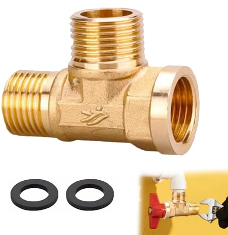 T Stück 1/2 Zoll Messing mit Gewinde – G1/2 (Ø20mm) DN15 T-Stück Wasseranschluss, Robuste Verteilerarmatur aus Messing für Trinkwasser, Bad, Heizung, Sanitär, Klimaanlage