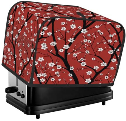 4 Slice Toaster Cover White Cherry Blossoms Branches Red Small Appliance Toaster Dust Cover Kitchen Gifts