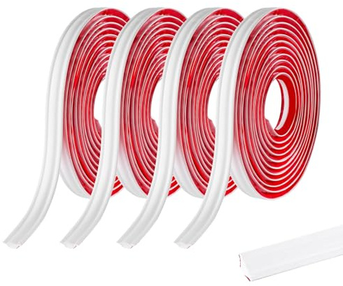5Mx4 rouleaux PVC Joint d'Étanchéité Autocollant Bordure de Finition Plan de Travail Cuisine Angle Mur, Joint Mur Intérieur Profil Finition Bande Finition Calfeutrage Moulure Plinthe,12x6mm Blanc Mat