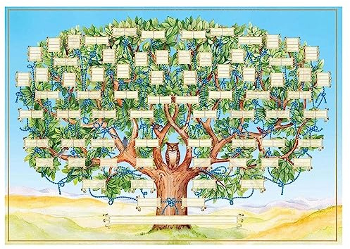 FEETER Tableau d'arbre Généalogique à Remplir Affiche de Généalogie de 6 Générations Tableau D'Ascendance Vierge à Remplir, Cadre Décoration Murale Cadeau pour Membre de la Famille A