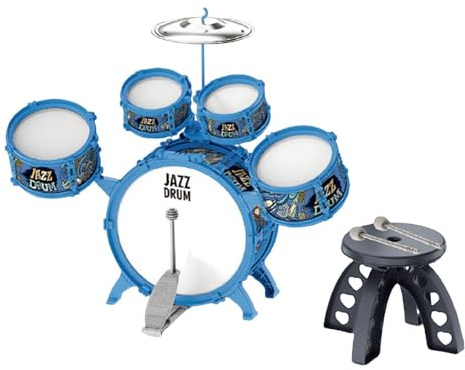 RCGOFOLLOW Schlaginstrument, das Spielerlebnisse bietet und gleichzeitig Geschenkideen zum Valentinstag inspiriert: Jazz Schlagzeug für Kinder , Blau , 54 x 16 x 39 cm