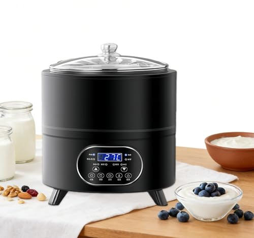 Glowdora Yaourtière Commerciale Grande Capacité 8l/12l en Acier INOX, Machine À Fermenter Automatique avec Écran LCD, Contrôle Précis du Temps Et De La Température Black-12L