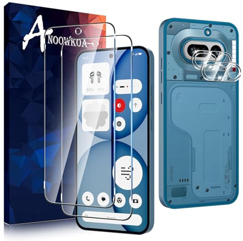 Anoowkoa 2+2 Pack for Nothing Phone (4a)/Nothing Phone 4a Screen Protectors and Camera Lens Protectors Guard Tempered Glass Film, Anti Fingerprints Protective Film