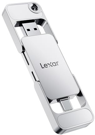 Lexar D70E 1TB Dual Drive External SSD, Up to 2000MB/s Read and 1800MB/s Write, Cable-free Portable SSD for USB Type-C/Type-A devices, Compatible with iPhone 17