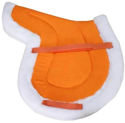 CQAHDSEVF Reitsatteldecke, Dressur-Schabracke, Mehrfarbig, Fleece, rutschfest, ohne Sattel(Orange)