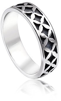 MATERIA Damen Herren Ring Netzmuster 925 Silber antik 5mm #SR-118, Ringgrößen:51 (16.2 mm Ø)