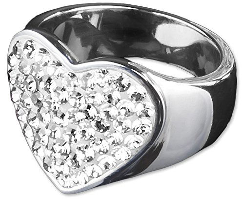 viva-adorno Edelstahl Ring Damenring Multi Kristall Herz RS30, weiß Gr. 57