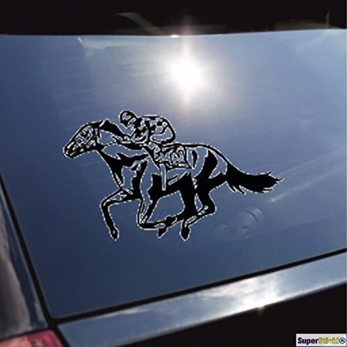 SUPERSTICKI Rennpferd reiten Galopprennbahn Aufkleber ca. 20 cm Autoaufkleber Tuningaufkleber Hochleistungsfoli