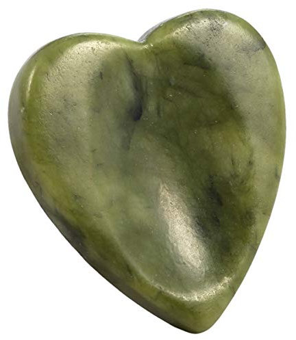 mookaitedecor Grüne Jade Daumenstein Kristall Edelstein Massagestein mit Mulde, Handschmeichler für Heilung Reiki, Größe ca. 47 x 44 x 7 mm (Pack von 2 Stück)