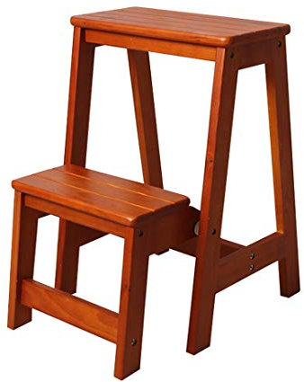 Klapptreppe Klapptritt Massivholz Leiter Hocker Folding Multifunktionale Holz Regalleiter für Home Bibliothek Leiter Stuhl mit 2 Schritten