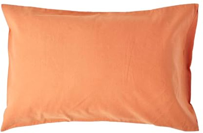 HOMESCAPES Luxury Soft Linen Pillowcase Plain Natural Textured Burnt Orange French Flax Fibre Linen & Pure 100% Cotton Blend Standard Pillowcase