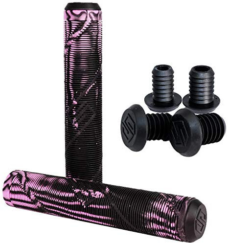 Striker Stunt-Scooter/BMX Hand Griffe Soft lang + 2 x 2 Barends (Schwarz/Lila)