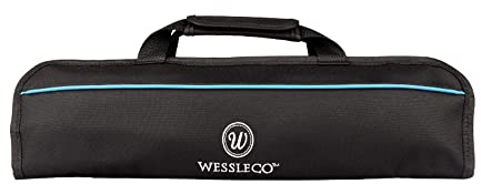 Wessleco Knife Roll, 5-Pocket Chef’s Knife Roll Bag, Knife Bag, Chef Knife Case Nylon Portable Chef Carrying Travel Bag Pouch, Blue(Knives not Included)
