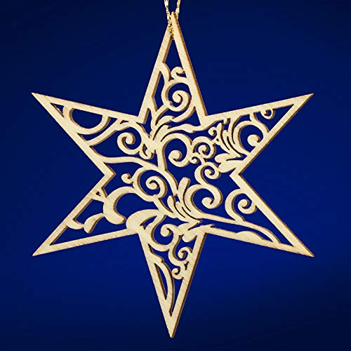 SIKORA BS-LS Traditionelle Filigrane Christbaumschmuck Holzanhänger aus nachhaltiger Herstellung - 28 Modelle wählbar, Modell:S2 Stern Ornament D 9cm