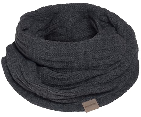KNIT FACTORY - Bobby Loop Schal - Grob Gestrickter Schlauchschal - Für Damen und Herren - Strickschal mit Wolle - Hochwertige Qualität - Anthrazit