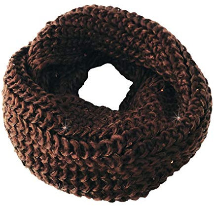 Niklarson Schlauchschal Strickloop Loop Winter Schal braun Pailletten T6052