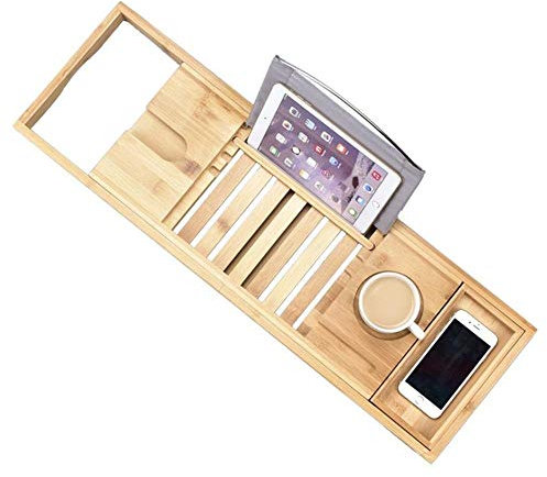 Lilac Fower Shop Lamp Bamboo Baignoire Porte Anti-dérapant Télescopique Support D'ordinateur Portable Multifonctionnel