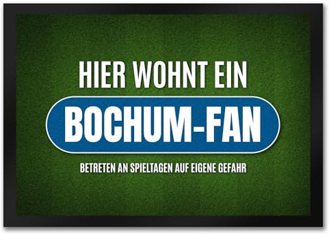 trendaffe - Hier wohnt EIN Bochum-Fan Fußmatte mit Rasen Motiv Fußball Stadion Tor Fan Sport