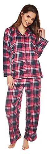 Selente Sweet Dreams kuscheliger, 2-teiliger Damen Hausanzug aus weichem Flanell, pink-Karos, Gr. XL