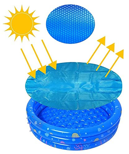 Hmpet Bache Bulle Piscine,Couverture Solaire Bache A Bulle pour Piscine Ronde,Couverture À Bulles PE Isolant Thermique,Bleu,8 Pieds