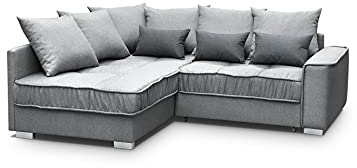 MOEBLO Ecksofa mit Schlaffunktion mit Bettkasten Sofa Couch L-Form Polstergarnitur Wohnlandschaft Polstersofa mit Ottomane Couchgarnitur (231cmx188cmx88cm)-Lissa (Ottomane Links, Grau)